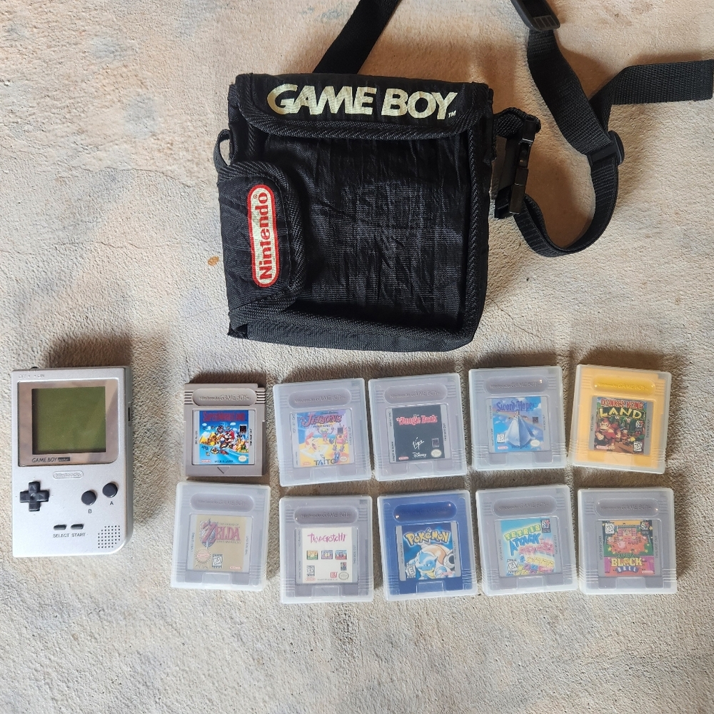 Nintendo Pocket Game Boy with Black Case and 10 Classic Game Collection